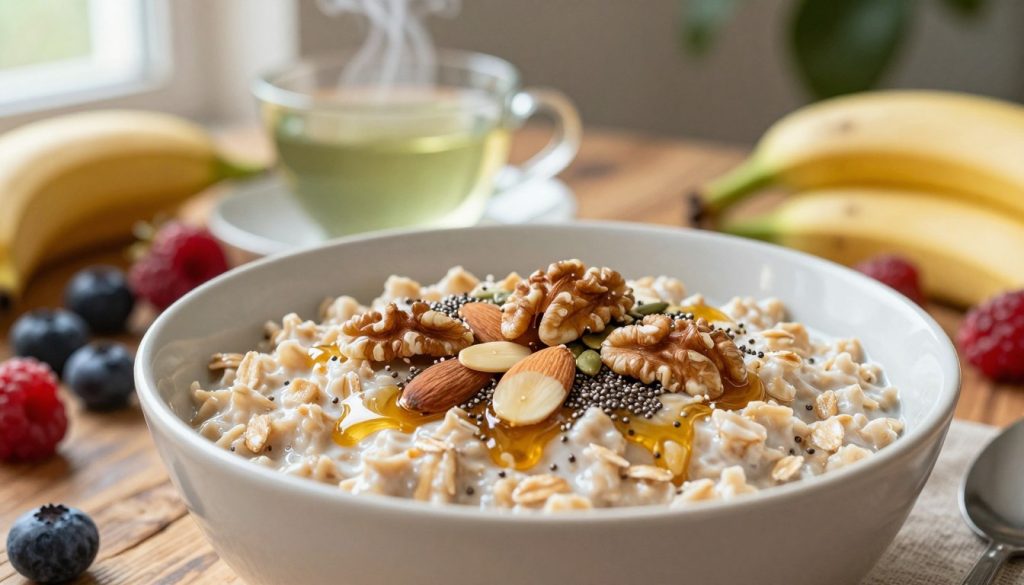 bubur havermut dengan kacang-kacangan