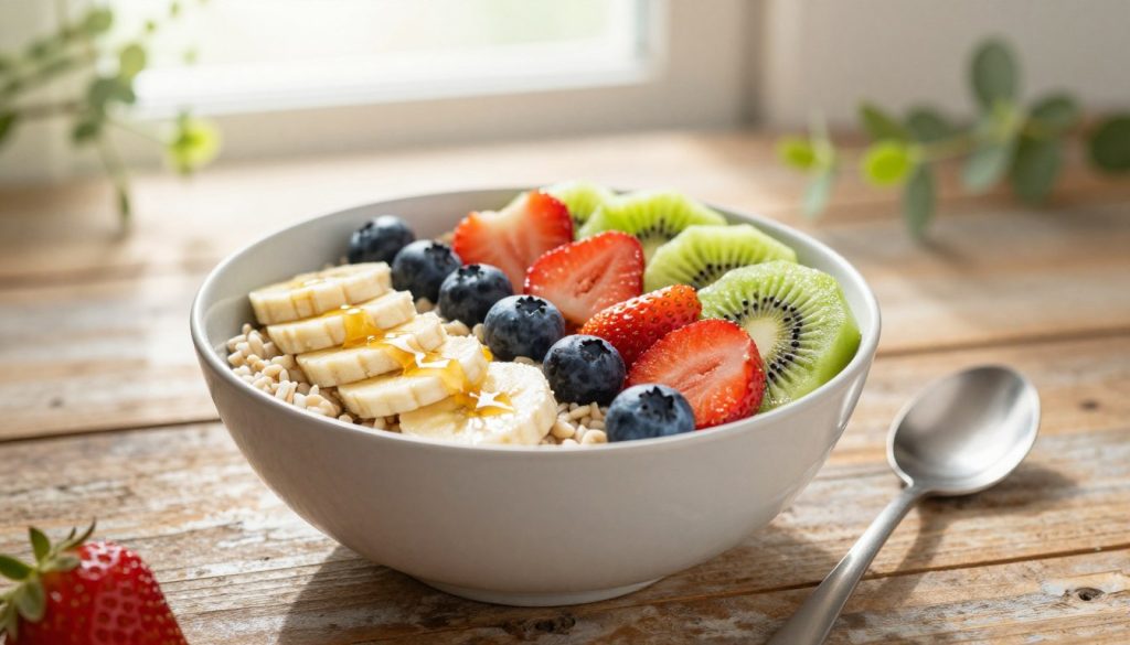 overnight oats dengan buah segar